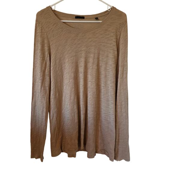 ATM Slub Jersey Long Sleeve Destroyed Wash Tee Womens Large Tan - Picture 1 of 5